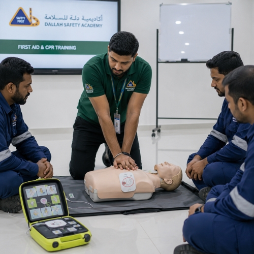 Workplace first aid CPR AED Qatar emergency response